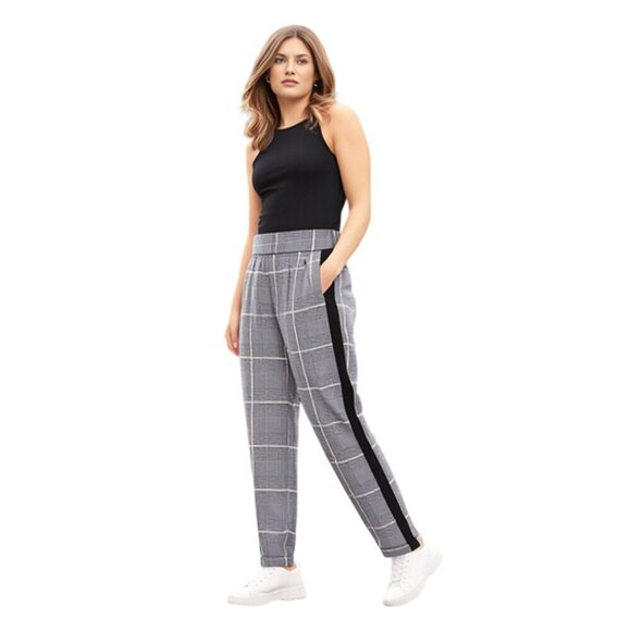 Cotton:On Pleated Front Plaid With Black Side Stripe Pants Size S/P - Picture 1 of 14